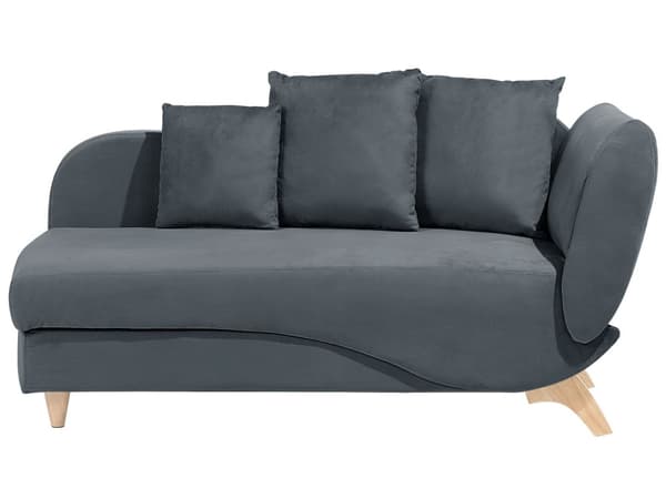 Chaiselong Mørkegrå Velour Lyst Træben 77 x 183 cm