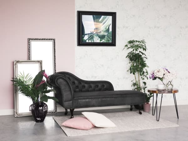 Divaani tummanharmaa 170 x 61 x 79 cm keinonahka puu vaneri vasen napitettu verhoilunaula