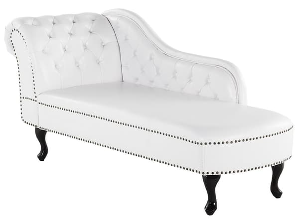 Divaani valkoinen 170 x 61 x 79 cm keinonahka puu vaneri vasen napitettu verhoilunaula