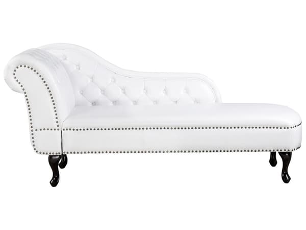 Divaani valkoinen 170 x 61 x 79 cm keinonahka puu vaneri vasen napitettu verhoilunaula