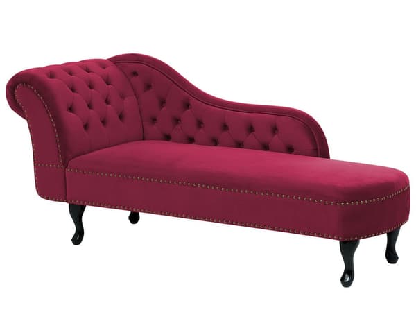 Divaani viininpunainen 170 x 61 x 79 cm sametti puu vaneri vasen napitettu verhoilunaula