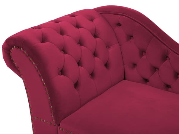 Divaani viininpunainen 170 x 61 x 79 cm sametti puu vaneri vasen napitettu verhoilunaula