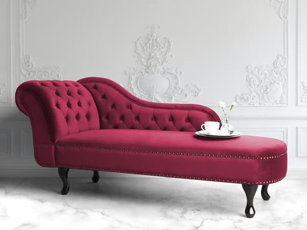 Divaani viininpunainen 170 x 61 x 79 cm sametti puu vaneri vasen napitettu verhoilunaula