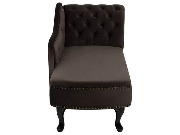 Divaani tummanruskea 170 x 61 x 79 cm sametti puu vaneri oikea napitettu verhoilunaula