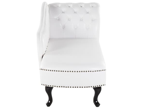 Divaani valkoinen 170 x 61 x 79 cm keinonahka puu vaneri oikea napitettu verhoilunaula