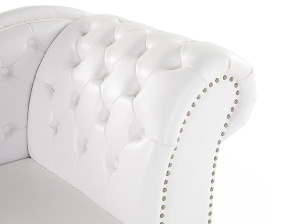 Divaani valkoinen 170 x 61 x 79 cm keinonahka puu vaneri oikea napitettu verhoilunaula