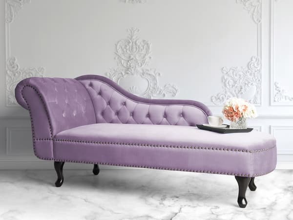 Divaani violetti 170 x 61 x 79 cm sametti puu vaneri vasen napitettu verhoilunaula