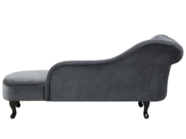 Divaani harmaa 170 x 61 x 79 cm sametti puu vaneri vasen napitettu verhoilunaula