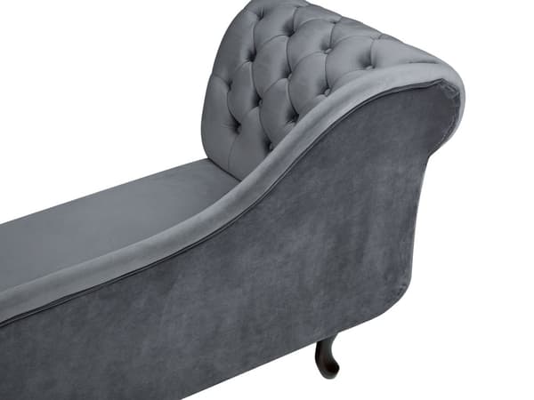 Divaani harmaa 170 x 61 x 79 cm sametti puu vaneri vasen napitettu verhoilunaula