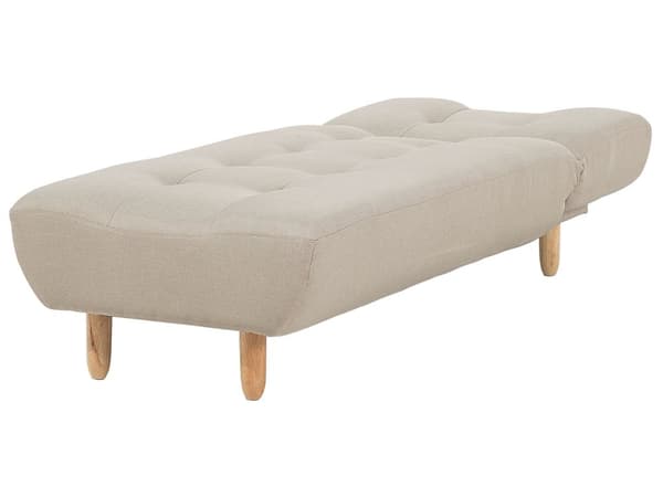 Schäslong Beige Klädsel Ljus Trä Ben Skandinavisk Stil