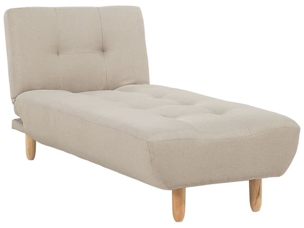 Schäslong Beige Klädsel Ljus Trä Ben Skandinavisk Stil