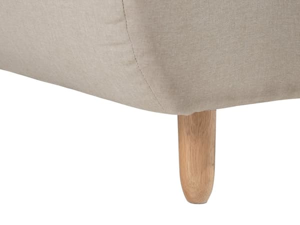 Divaani beige kangas verhoiltu puujalat säädettävä tuftattu käsinojaton vuodetuoli skandinaavinen tyyli