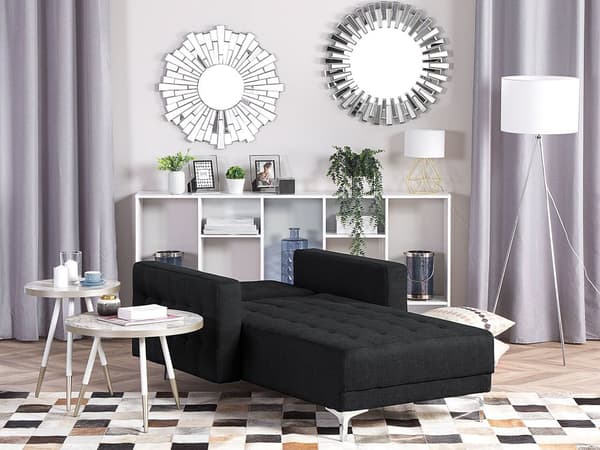 Chaiselong Grafitgrå Polyester med Skumfyld og Sølv Krom Metalben Daybed Klassisk Moderne Tuftet Klik Klak modul Sovefunktion Stueindretning