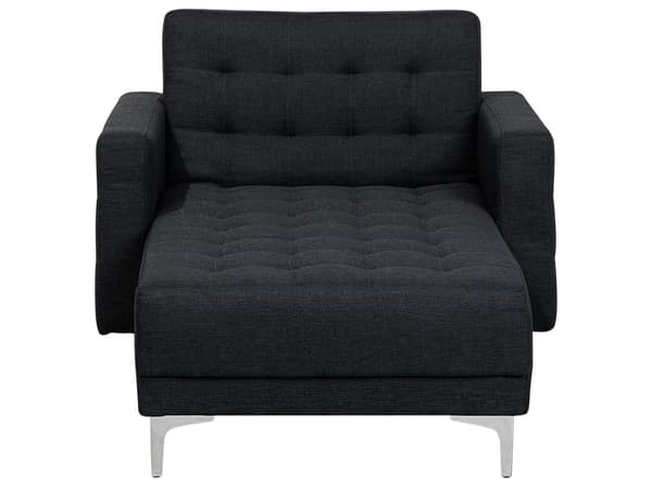Chaiselong Grafitgrå Polyester med Skumfyld og Sølv Krom Metalben Daybed Klassisk Moderne Tuftet Klik Klak modul Sovefunktion Stueindretning