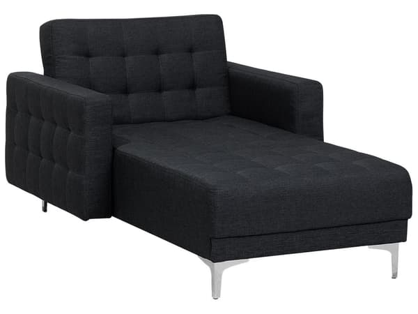 Chaiselong Grafitgrå Polyester med Skumfyld og Sølv Krom Metalben Daybed Klassisk Moderne Tuftet Klik Klak modul Sovefunktion Stueindretning