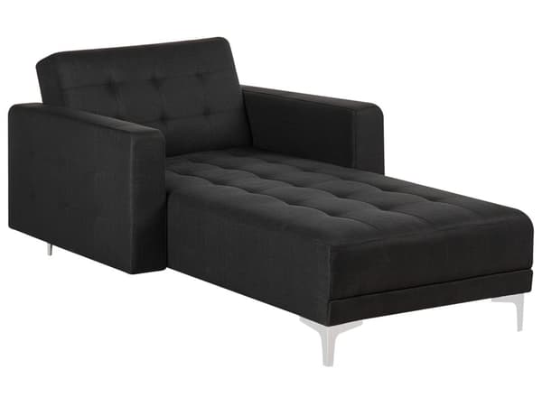 Chaiselong Grafitgrå Polyester med Skumfyld og Sølv Krom Metalben Daybed Klassisk Moderne Tuftet Klik Klak modul Sovefunktion Stueindretning