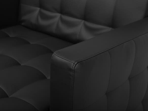Chaiselong Sort Kunstlæder med Skumfyld og Sølv Krom Metalben Daybed Klassisk Moderne Tuftet Klik Klak modul liggeposition stueindretning