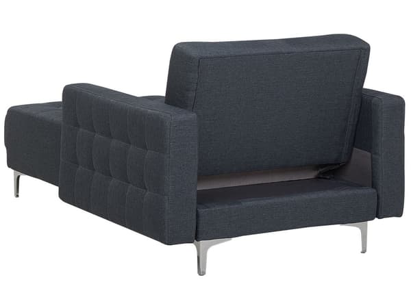 Chaiselong Mørkegrå Polyester med Skumfyld og Sølv Krom Metalben Daybed Moderne Tuftet Klik Klak Sovefunktion Stue- og Soveværelsesindretning