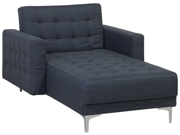 Chaiselong Mørkegrå Polyester med Skumfyld og Sølv Krom Metalben Daybed Moderne Tuftet Klik Klak Sovefunktion Stue- og Soveværelsesindretning