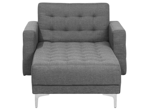 Chaiselong Grå Polyester med Sølv Forkromet Metal Ben Moderne Klassisk tuftet justerbar med Ligge Funktion Gæstevenlig Høj Kvalitet