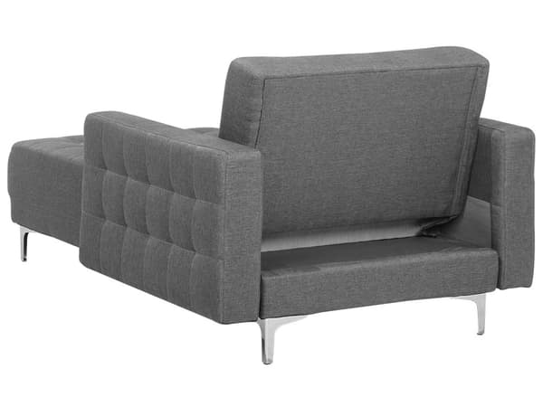 Chaiselong Grå Polyester med Sølv Forkromet Metal Ben Moderne Klassisk tuftet justerbar med Ligge Funktion Gæstevenlig Høj Kvalitet