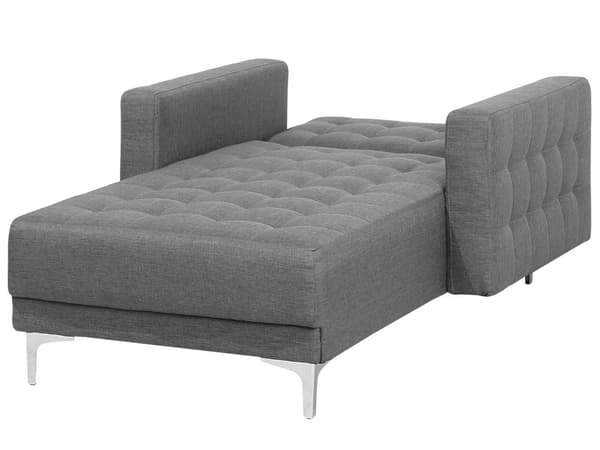 Chaiselong Grå Polyester med Sølv Forkromet Metal Ben Moderne Klassisk tuftet justerbar med Ligge Funktion Gæstevenlig Høj Kvalitet