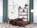 Miniatyrbillede 4 af 11: Chaiselong Brun Kunstlæder med Skumfyld og Sølv Krom Metalben Daybed Klassisk Moderne Tuftet Klik Klak modul Sovefunktion Stueindretning