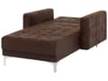 Miniatyrbillede 9 af 11: Chaiselong Brun Kunstlæder med Skumfyld og Sølv Krom Metalben Daybed Klassisk Moderne Tuftet Klik Klak modul Sovefunktion Stueindretning