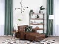 Miniatyrbillede 2 af 11: Chaiselong Brun Kunstlæder med Skumfyld og Sølv Krom Metalben Daybed Klassisk Moderne Tuftet Klik Klak modul Sovefunktion Stueindretning