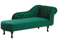 Miniatyrbillede 4 af 11: Chaiselong Grøn Velour 170 x 79 cm Hjørnesofa Højrevendt Daybed Ryg Tuftet Chesterfield Mønster Stue Tilbehør Inspiration Vintage Antik