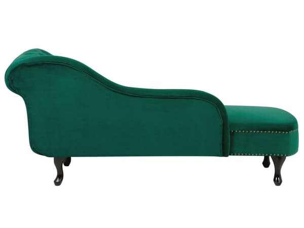 Chaiselong Grøn Velour 170 x 79 cm Hjørnesofa Højrevendt Daybed Ryg Tuftet Chesterfield Mønster Stue Tilbehør Inspiration Vintage Antik