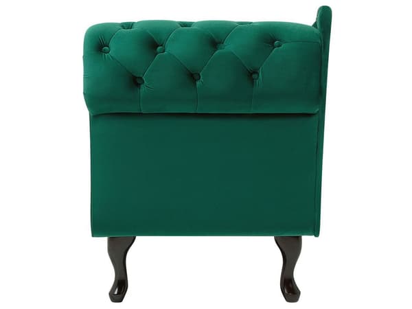 Chaiselong Grøn Velour 170 x 79 cm Hjørnesofa Højrevendt Daybed Ryg Tuftet Chesterfield Mønster Stue Tilbehør Inspiration Vintage Antik
