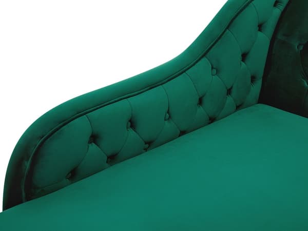 Chaiselong Grøn Velour 170 x 79 cm Hjørnesofa Højrevendt Daybed Ryg Tuftet Chesterfield Mønster Stue Tilbehør Inspiration Vintage Antik