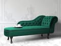 Miniatyrbillede 2 af 11: Chaiselong Grøn Velour 170 x 79 cm Hjørnesofa Højrevendt Daybed Ryg Tuftet Chesterfield Mønster Stue Tilbehør Inspiration Vintage Antik