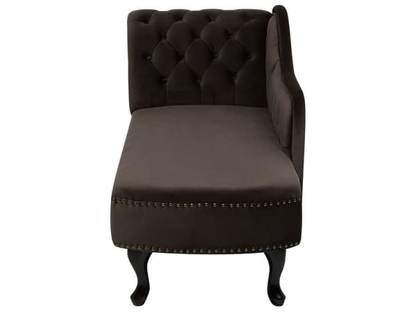 Chaiselong Brun Velour 170 x 79 cm Hjørnesofa Venstrevendt Daybed med Ryg Tuftet Chesterfield Mønster Stue Tilbehør Inspiration Vintage Antik