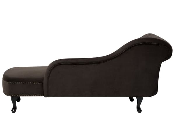 Chaiselong Brun Velour 170 x 79 cm Hjørnesofa Venstrevendt Daybed med Ryg Tuftet Chesterfield Mønster Stue Tilbehør Inspiration Vintage Antik