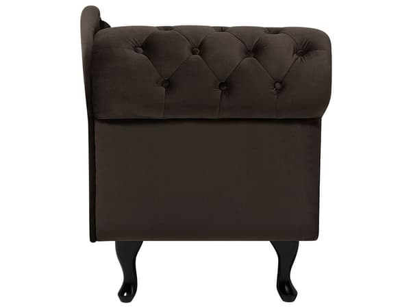 Chaiselong Brun Velour 170 x 79 cm Hjørnesofa Venstrevendt Daybed med Ryg Tuftet Chesterfield Mønster Stue Tilbehør Inspiration Vintage Antik