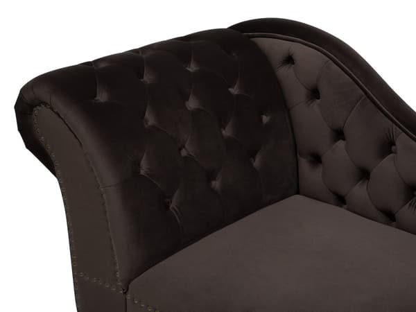 Chaiselong Brun Velour 170 x 79 cm Hjørnesofa Venstrevendt Daybed med Ryg Tuftet Chesterfield Mønster Stue Tilbehør Inspiration Vintage Antik