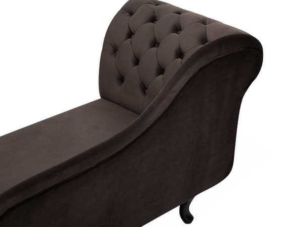 Chaiselong Brun Velour 170 x 79 cm Hjørnesofa Venstrevendt Daybed med Ryg Tuftet Chesterfield Mønster Stue Tilbehør Inspiration Vintage Antik