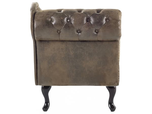 Chaiselong Brun Læder 170 x 79 cm Hjørnesofa Venstrevendt Daybed med Ryg Tuftet Chesterfield Mønster Stue Tilbehør Rustik Vintage Antik