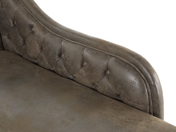 Chaiselong Brun Læder 170 x 79 cm Hjørnesofa Venstrevendt Daybed med Ryg Tuftet Chesterfield Mønster Stue Tilbehør Rustik Vintage Antik