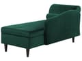 Miniatyrbillede 6 af 11: Venstrevendt Smaragdgrøn Velour Polstret Chaiselong med Opbevaring Ekstra Pude