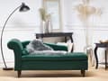 Miniatyrbillede 2 af 11: Venstrevendt Smaragdgrøn Velour Polstret Chaiselong med Opbevaring Ekstra Pude