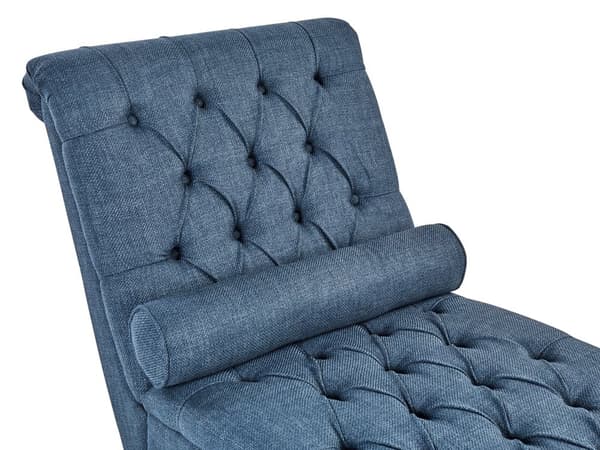 Divaani sininen kangas verhoiltu puujalat nappituftattu koristetyyny yhdelle glamour tyyli