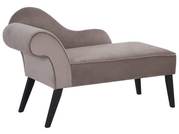 Chaiselong Brun og Grå Polstret med Velour Mørkeben Moderne Stil