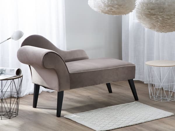 Chaiselong Brun og Grå Polstret med Velour Mørkeben Moderne Stil
