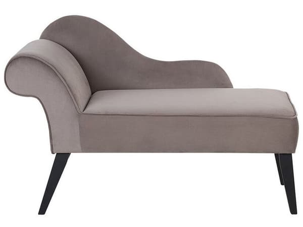 Chaiselong Brun og Grå Polstret med Velour Mørkeben Moderne Stil