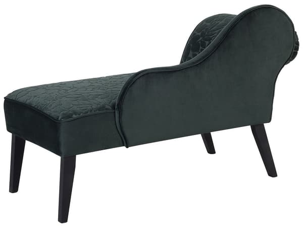 Chaiselong Grøn Polstret med Velour Bladmotiv Mørkeben Moderne Stil