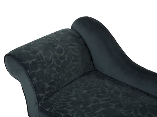 Chaiselong Grøn Polstret med Velour Bladmotiv Mørkeben Moderne Stil
