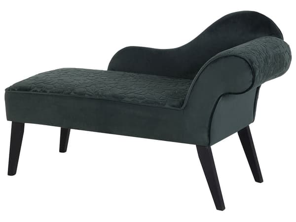 Schäslong Grön Klädsel Mörka Trä Ben Högervänd Glam